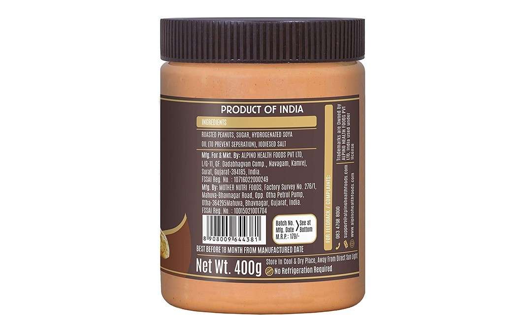 Alpino Peanut Butter Classic Crunch    Plastic Jar  400 grams